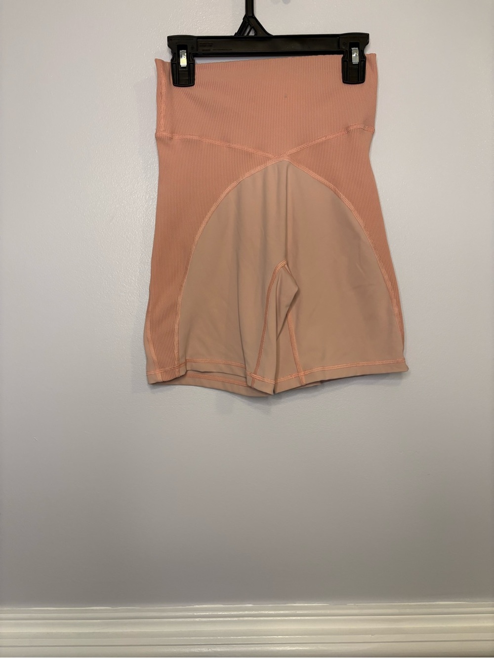 aerie Peach High-Rise Ribbed Bike Shorts